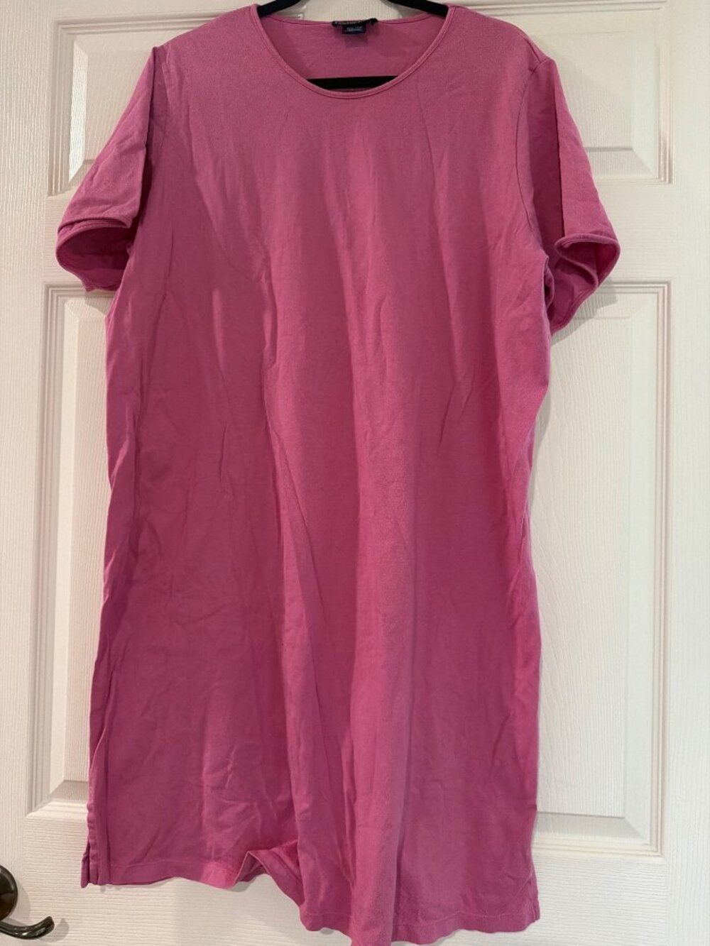 Lands End Pink Womens Short-Sleeve T-Shirt Dress 1X 16W-18W Regular Made In El S